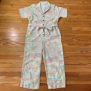 Gap linen/cotton blend jumpsuit with beach design, size 16